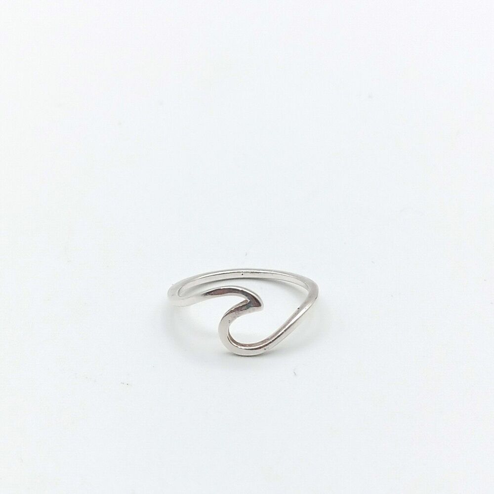 Sterling Silver Ocean Wave Ring Size 6 Dainty Modernist Boho Hawaii Coastal